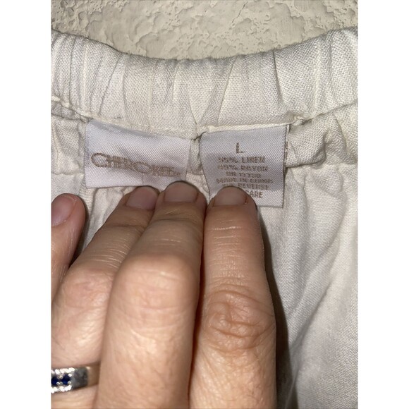 Vintage Cherokee Linen White wide leg Pants LS Shirt Set L lagen cottage - Picture 14 of 14